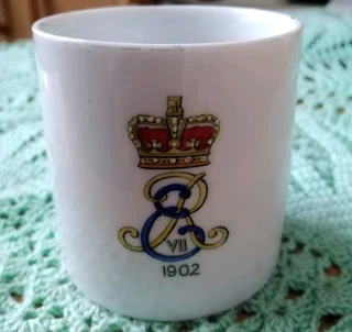 Antique King Edward VII Coronation (1902) Bone China Cup with Lithophane Image