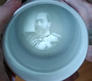 Antique King Edward VII Coronation (1902) Bone China Cup with Lithophane Image