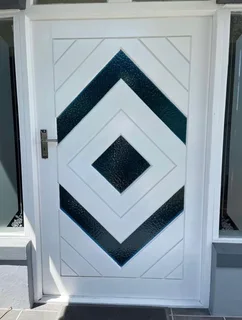 Modern White Door with Blue Glass – 1970×1190mm