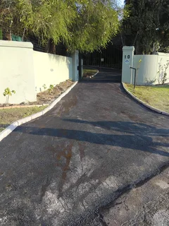 Tar surfacing and brick paving