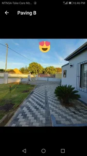 Brick paving and cobble half brick paving