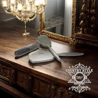 Antique Sterling Silver Art Deco 1920's Walker & Hall 3 PC Brush Set