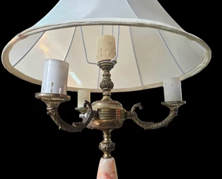 Mid-Century Brass and Marble/Onyx Accent Lamp