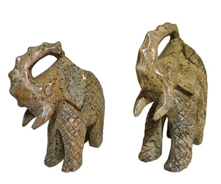 Pair of heavy Hand Carved Stone elephants