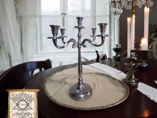 Candle Stand 5 Burner Stainless Pewter