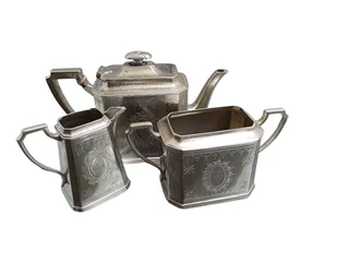 Antique crafted silver tea and coffee set