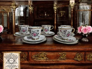 Tea Trios set of 5 pink roses