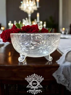 Vintage clear crystal footed bowl