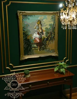 Gilded framed tapestry La Cruche cassée