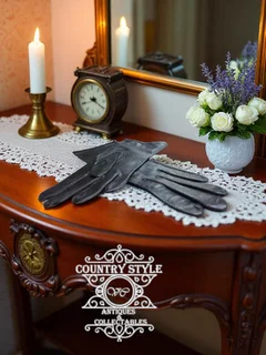 Black leather dress gloves