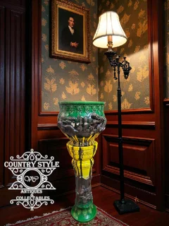 Antique Majolica-style earthenware jardiniere