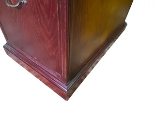 Executive Pedestal Desk with Red Leather Inlay