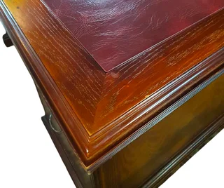 Executive Pedestal Desk with Red Leather Inlay