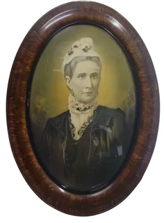 Antique Victorian Oval Portrait with Convex Glass