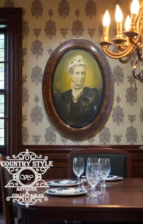 Antique Victorian Oval Portrait with Convex Glass