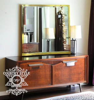 Mid-Century Modern Solid Brass Wall Mirror