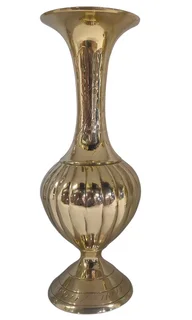 Vintage Polished Brass Ribbed Bud Vase