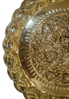 Vintage Embossed Brass Decorative Plate