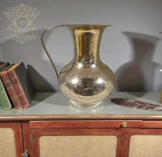Vintage Hand-Engraved Brass Pitcher