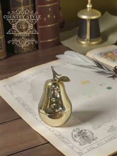 Mid-Century Brass Pear-Shaped Trinket Box/Container