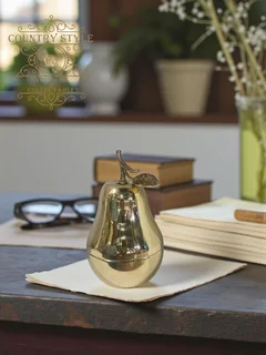 Mid-Century Brass Pear-Shaped Trinket Box/Container