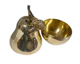 Mid-Century Brass Pear-Shaped Trinket Box/Container