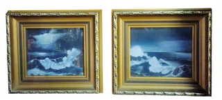 Pair of Mid-20th Century Decorative Seascape Paintings by P. V. Raymond.