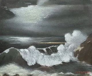 Pair of Mid-20th Century Decorative Seascape Paintings by P. V. Raymond.