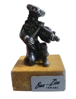 Ben-Zion Israel 925 Sterling Silver Fiddler Sculpture