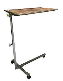 Mid-Century Chrome and Wood Adjustable Overbed Table