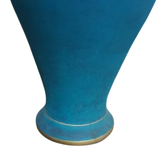 Teal/Blue Ceramic Vase with Gold Trim
