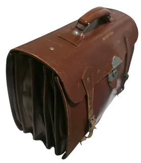 Vintage Brown Leather Accordion Briefcase