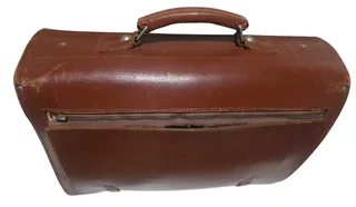 Vintage Brown Leather Accordion Briefcase
