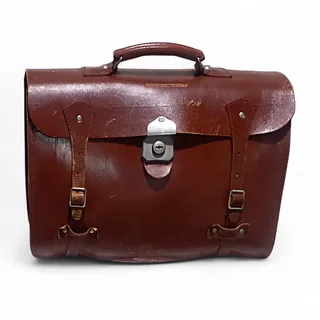 Vintage Brown Leather Accordion Briefcase