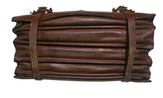 Vintage Brown Leather Accordion Briefcase