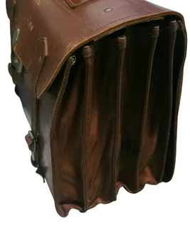 Vintage Brown Leather Accordion Briefcase