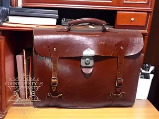 Vintage Brown Leather Accordion Briefcase