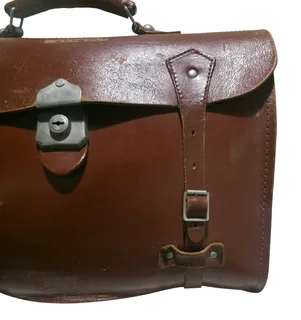 Vintage Brown Leather Accordion Briefcase