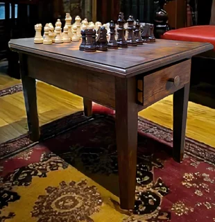 Vintage-Style Wooden Chess/Games Table