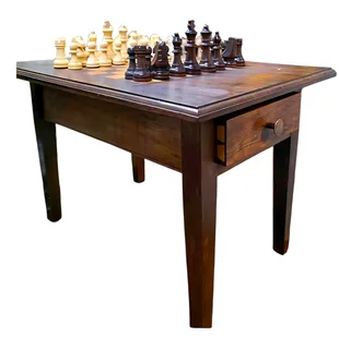 Vintage-Style Wooden Chess/Games Table
