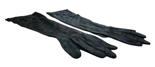 Exquisite Vintage Black Beaded Opera Gloves.