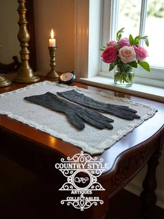 Exquisite Vintage Black Beaded Opera Gloves.