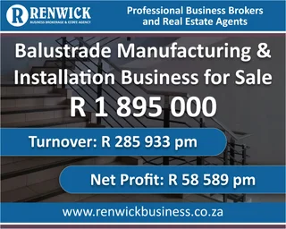 Business for Sale: Balustrade Manufacturing &amp; Installation Business