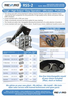 Revaro RS5-1 and RS5-2 static brick making machines Profitable and affordable