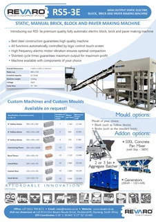 Revaro RS5-1 and RS5-2 static brick making machines Profitable and affordable