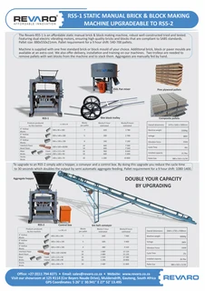 Revaro RS Range of brick making machines Profitable Affordable