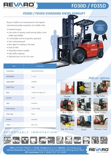Revaro FD2.5, 3.0 and 3.5 fork lifts, state of the art Backed by best service