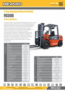 Revaro FD2.5, 3.0 and 3.5 fork lifts, state of the art Backed by best service