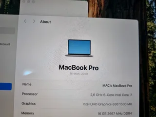 MacBook pro 2019 Touchbar i7 16-inch