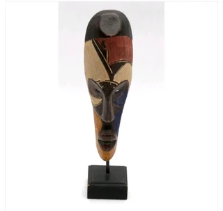 Two Mounted African Tribal Masks on wooden blocks